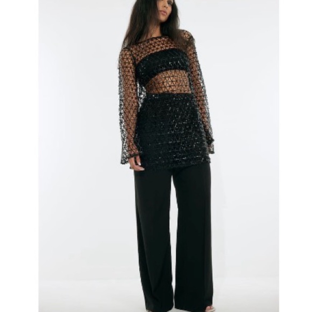 NA-KD Sequin mesh top
